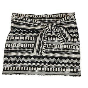 Parker‎ Womens XS Mini Skirt Black White Stripe Aztec Hippy Mosaic Boho Summer